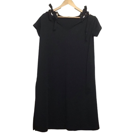 Uchuu Montreal Black Ribbon Tunic Oversized Cocktail Little Black Dress Size 1 - Picture 2 of 14